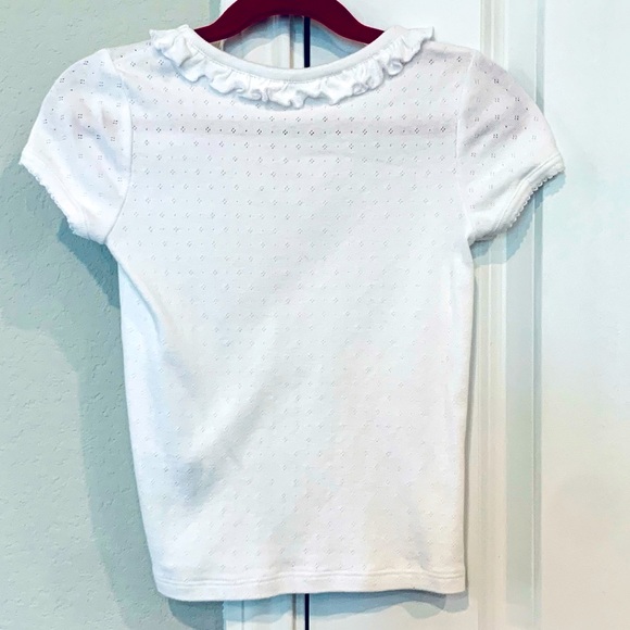 NEW Mini Boden White Eyelet Ruffle Trim Short Sleeve Top Size 6-7Y - Picture 3 of 9